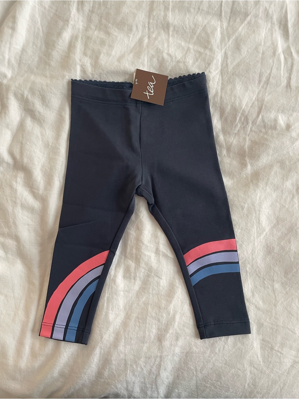 NWT Tea Collection Navy Rainbow Stripe Leggings (6-9mo)